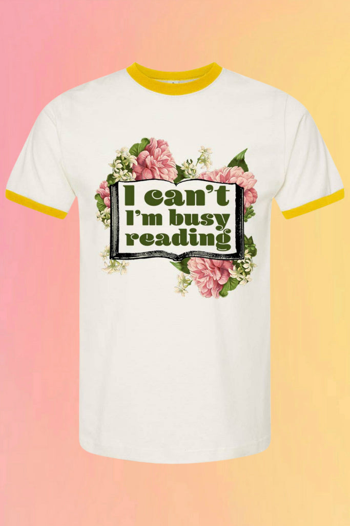 Busy Reading Retro Unisex Ringer Tee