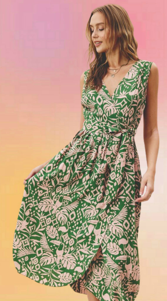Tropical Carnival Wrap Dress