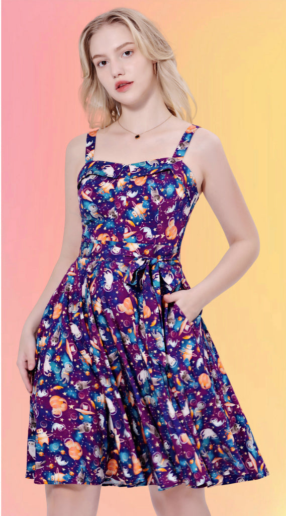 Space Cats Soysilk Dress