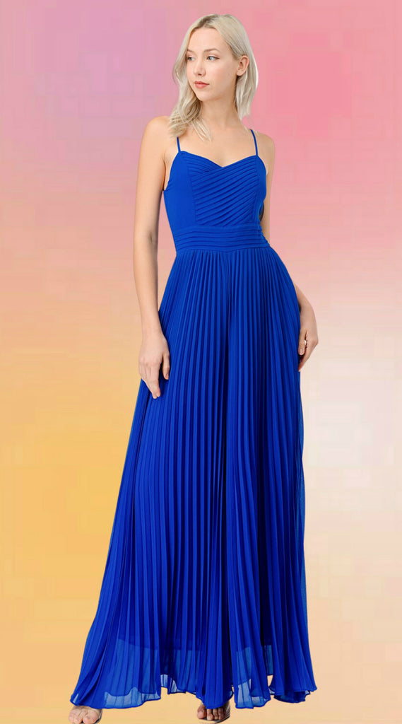 Cobalt Blue Pleated Jumpsuit