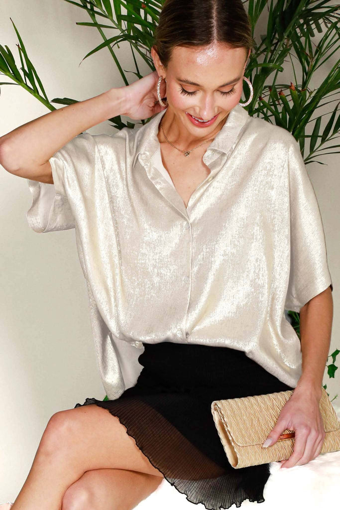 Metallic Champagne Blouse