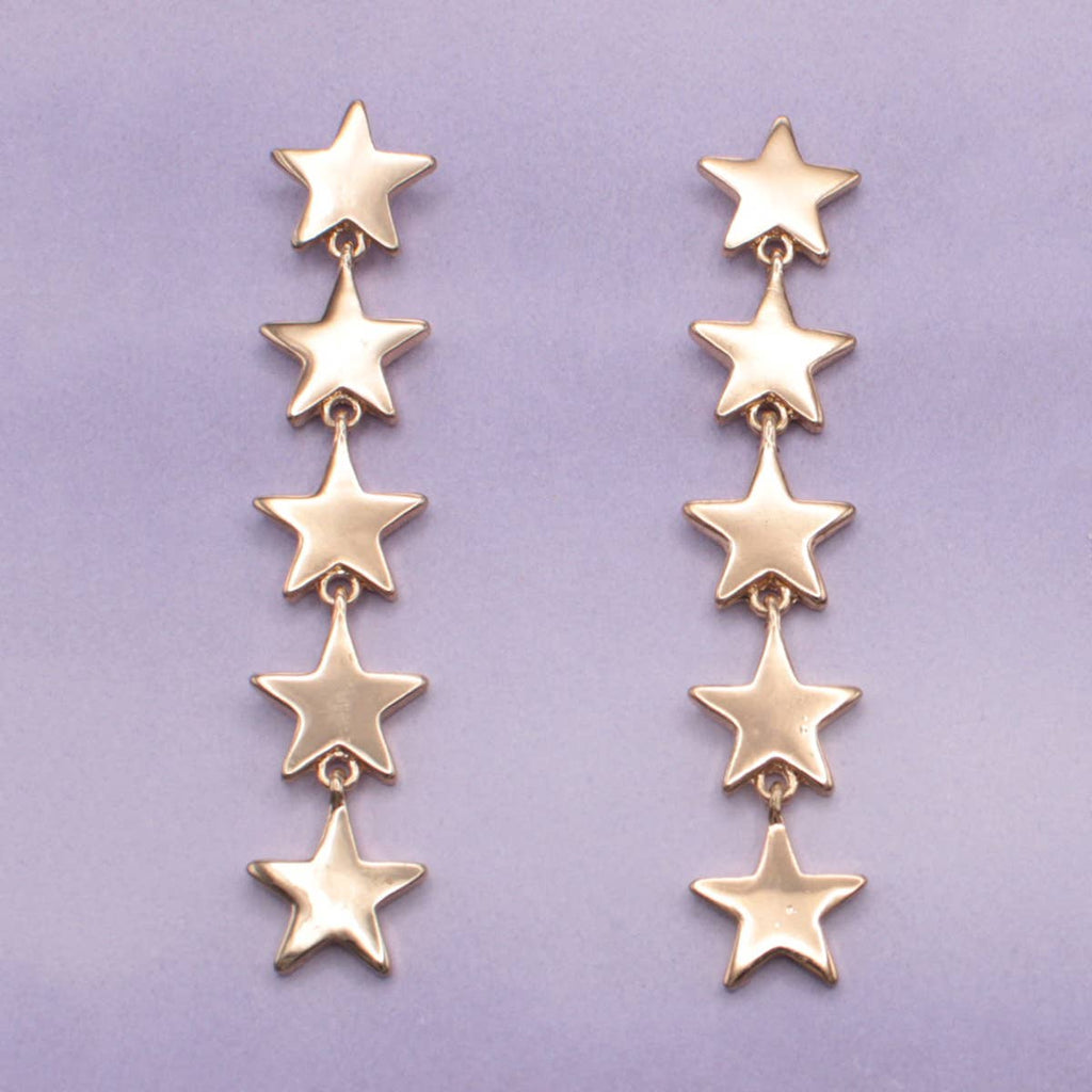 Gold Stars Linear Post Earrings