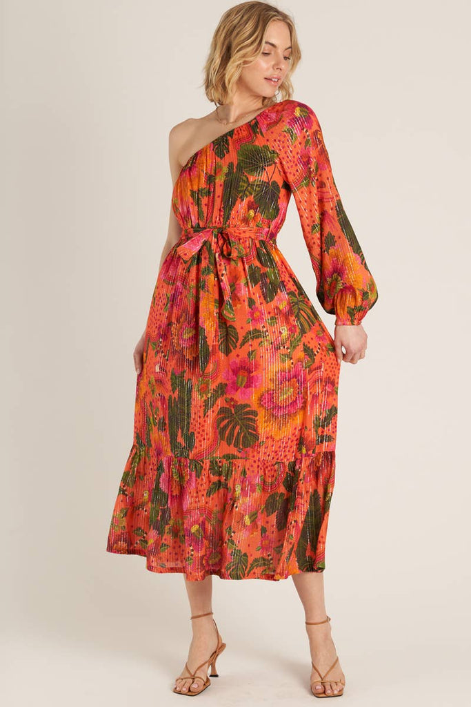 Tropical Glam One Shoulder Dress