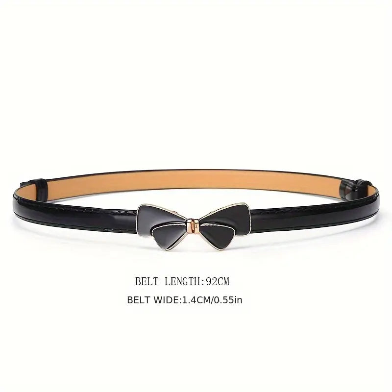 Lana Adjustable Skinny Bow Belt: Black