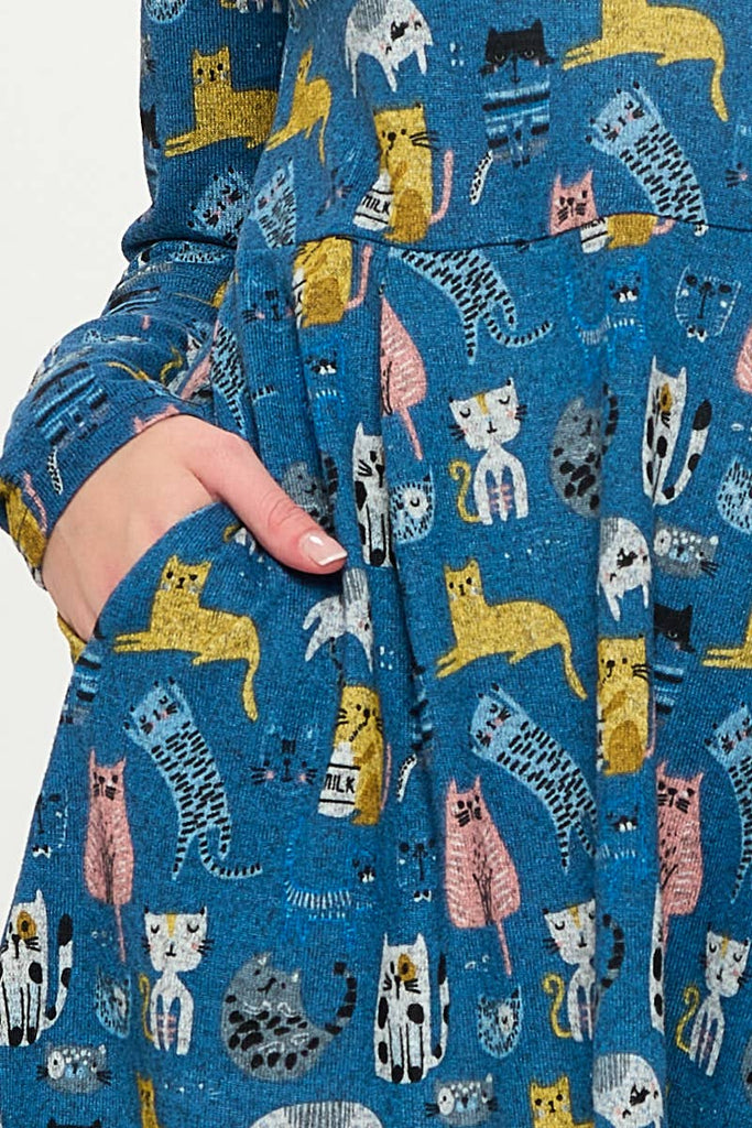 Colourful Kitties Tunic Sweater Dress