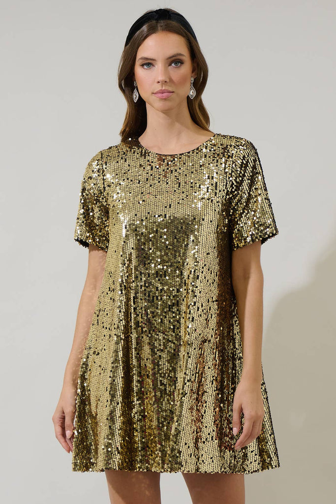 Gold Tease Trapeze Dress