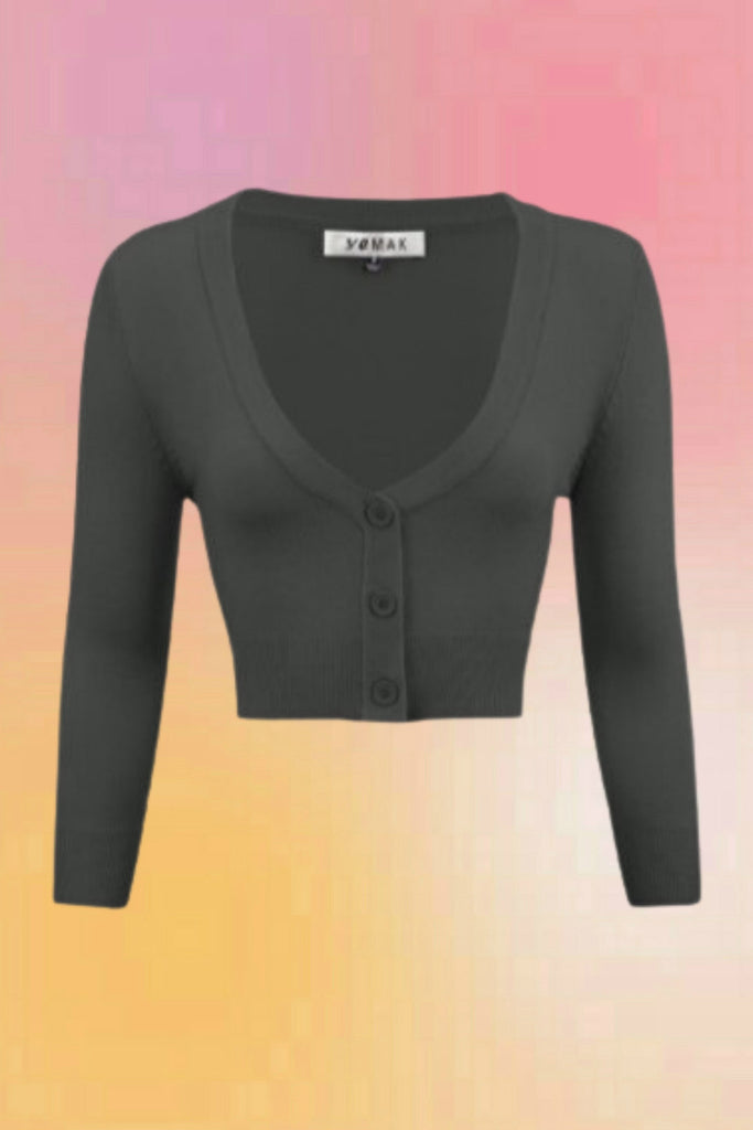 Charcoal Cropped Cardigan