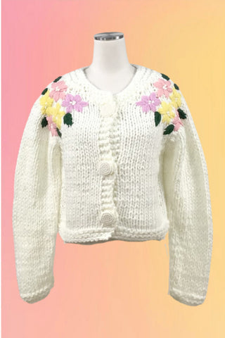 Vintage Style Crochet Cardigan: Magenta