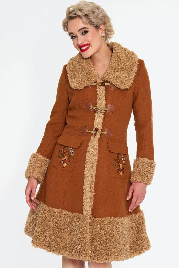 60's Style Faux Fur Trim Coat