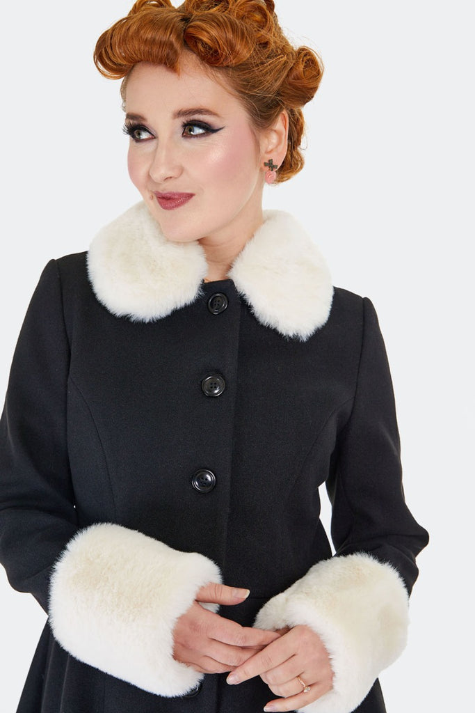 40's Style Faux Fur Trim Coat