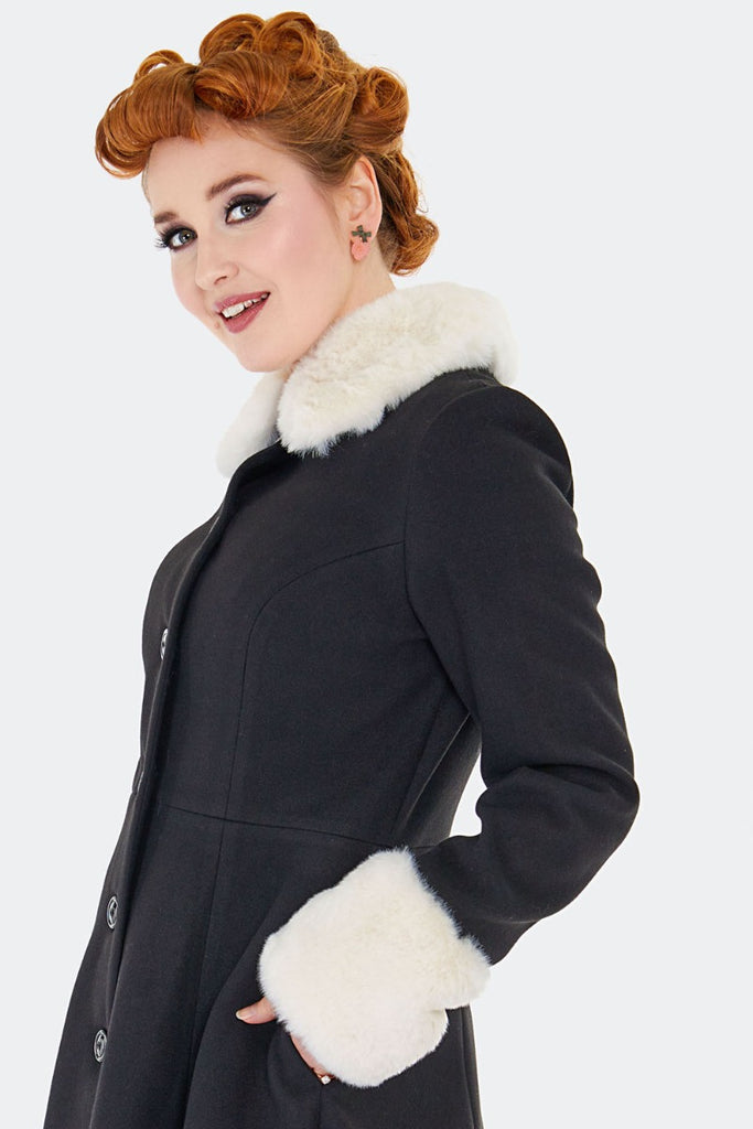 40's Style Faux Fur Trim Coat