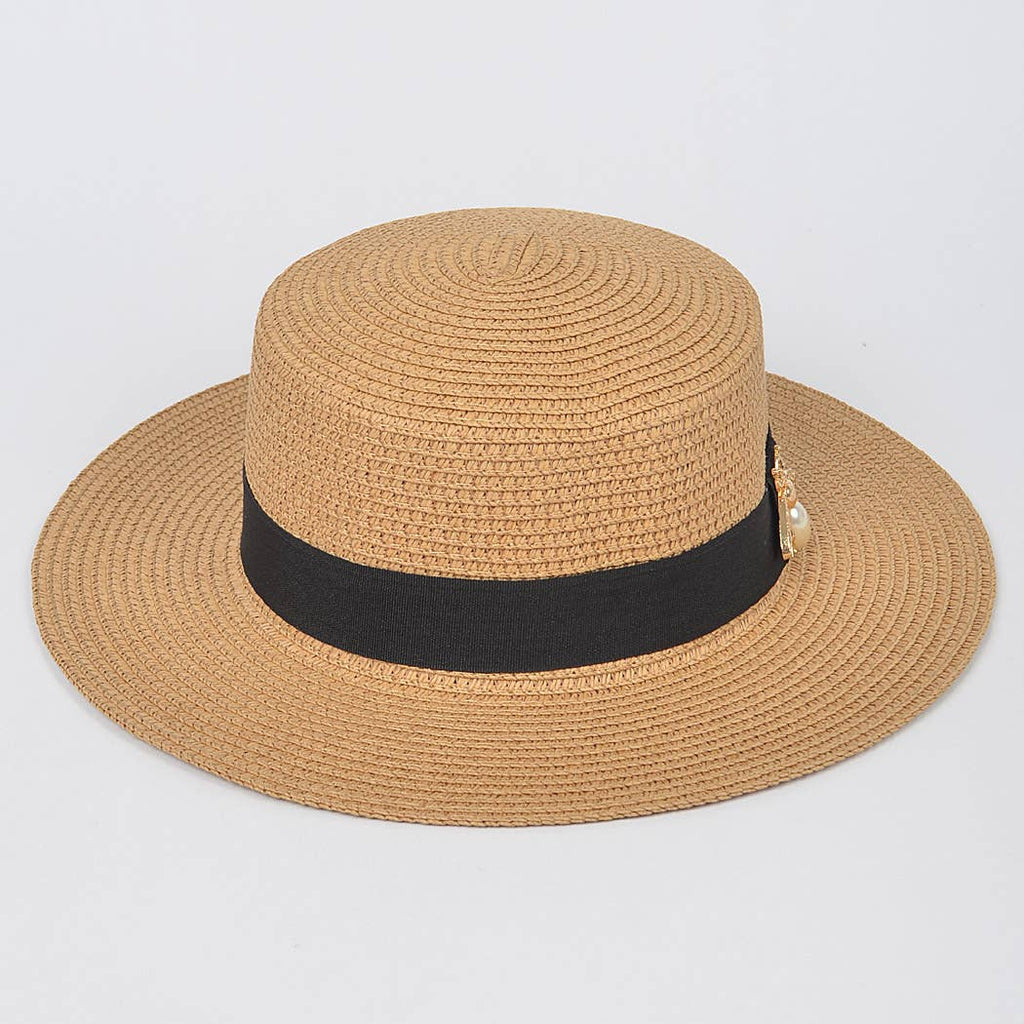 Faux Straw Sun Hat w/ Bee