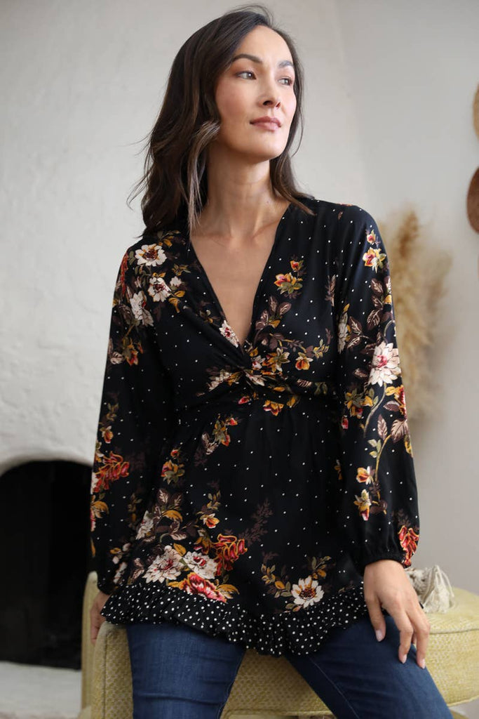 Vintage Floral Tunic Blouse