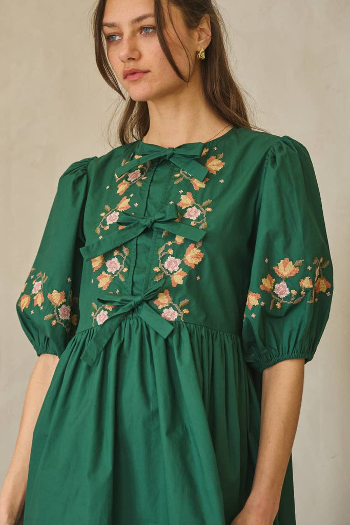 Cross-Stitched Baby Doll Dress