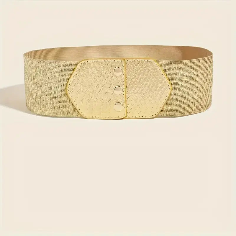 Wide Gold Shimmer Stretch Belt