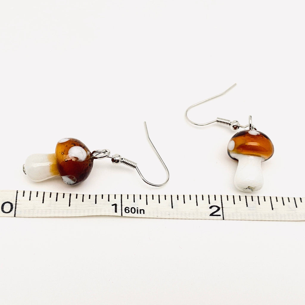 Tiny Glazed Mushroom Earrings