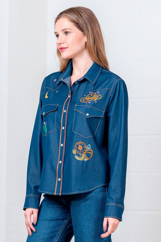 Western Embroidered Denim Shirt