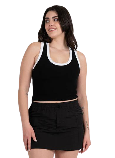 Bamboo Two Tone Tank: Black