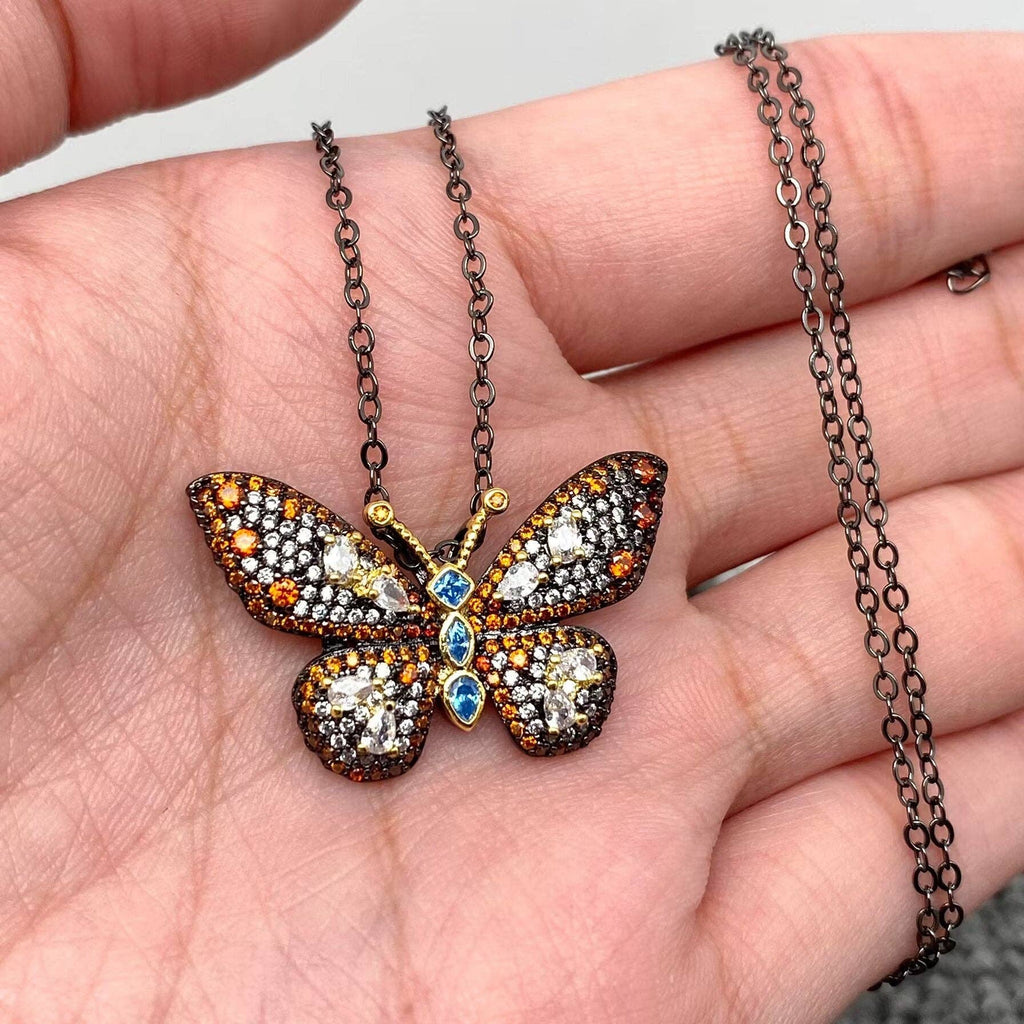Zirconia Black Butterfly Necklace