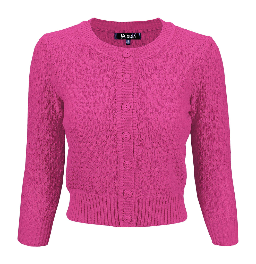 Vintage Crochet Cotton cardi: Magenta