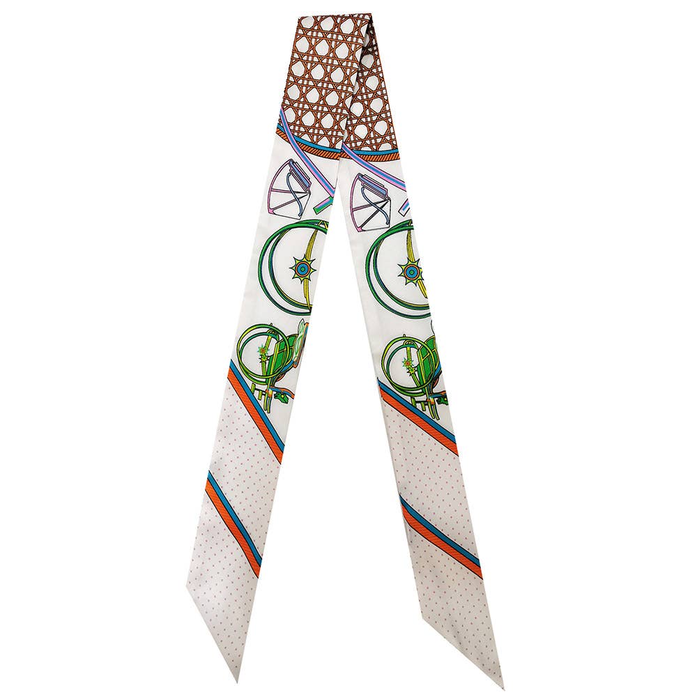 Bicycle Printed Twilly Scarf
: White