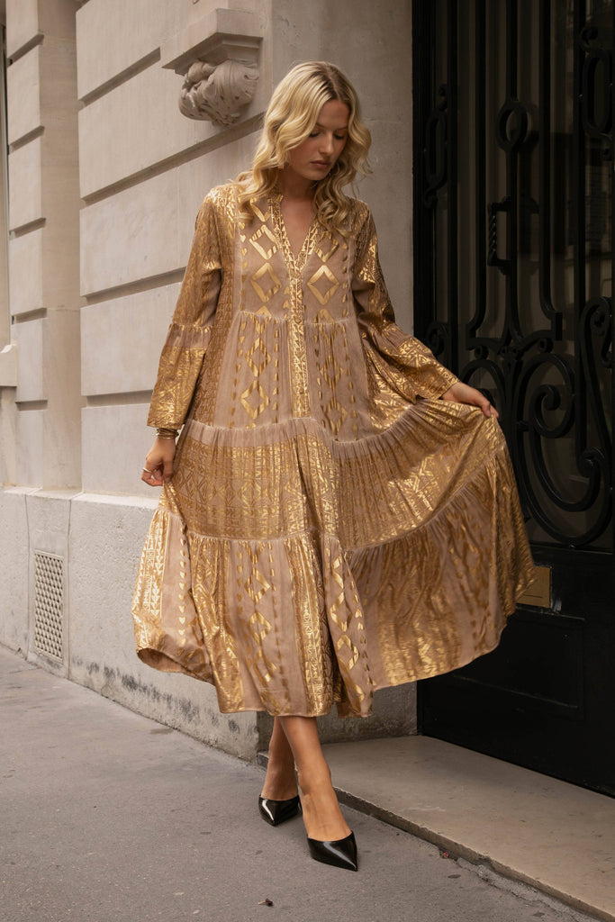 Gilded Goddess Flowy Dress