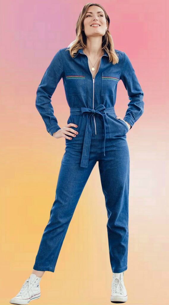 Rainbow Detail Denim Boilersuit