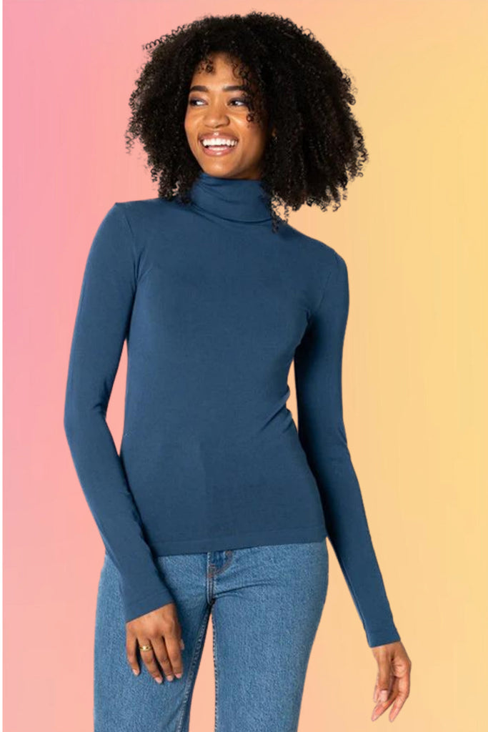Bamboo Turtle Neck: Denim Blue