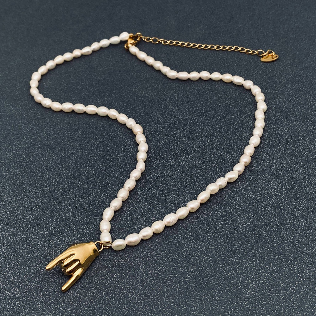 Rock & Roll Charm Pearl Beaded Necklace