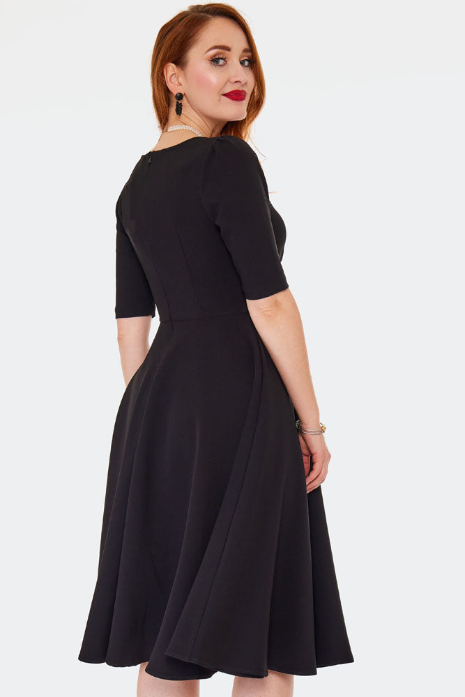 Black Half Sleeve Beauty Dress