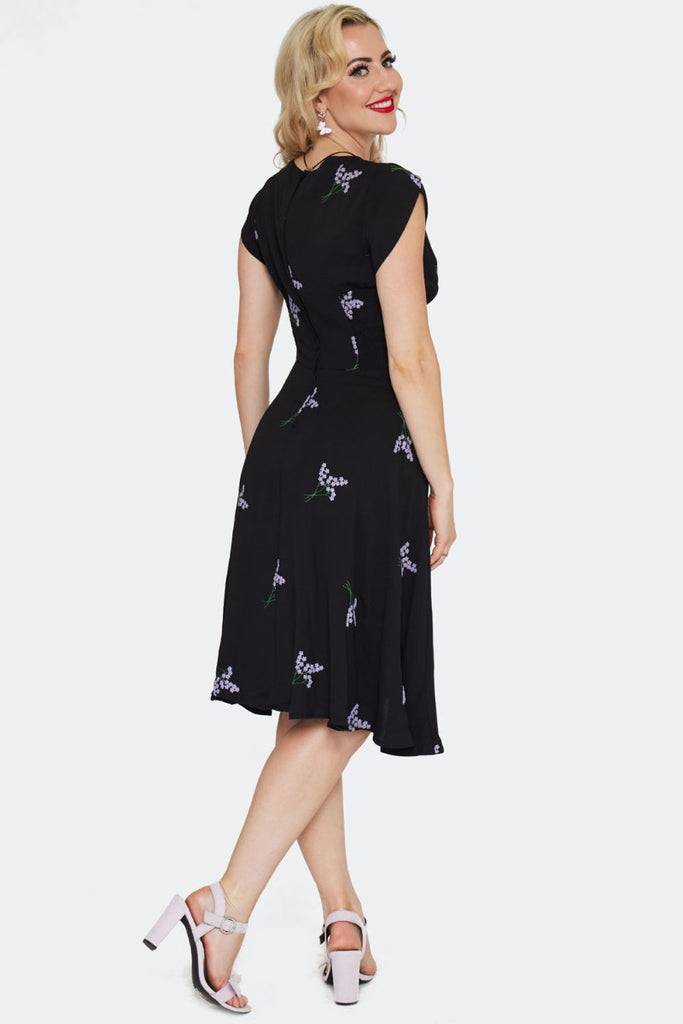 Embroidered Lavender Bouquet Dress