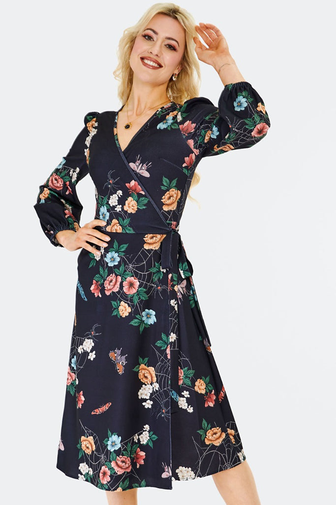 Night Garden Wrap Dress