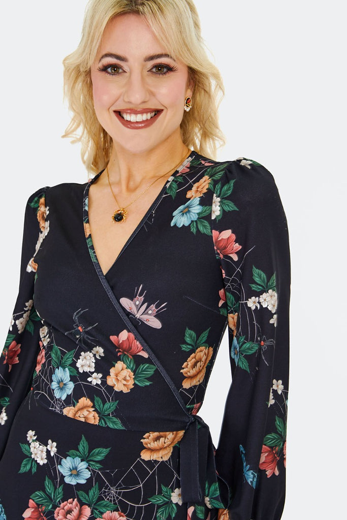 Night Garden Wrap Dress