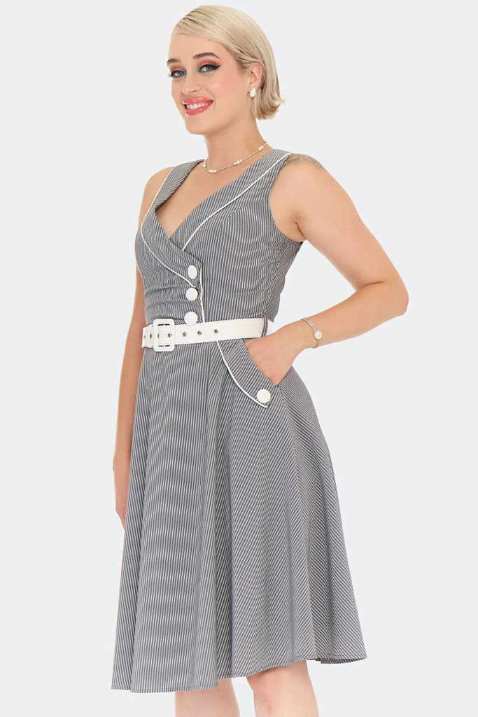 Polished Pinstripes Dress