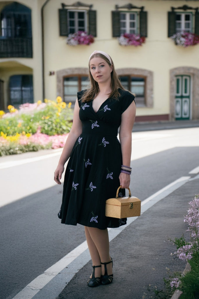 Embroidered Lavender Bouquet Dress