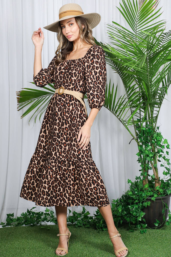 Leopard Tiered Midi Dress