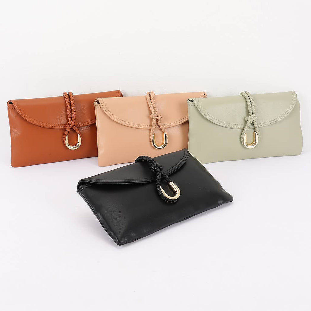 Vegan Leather Envelope Clutch Bag: BK