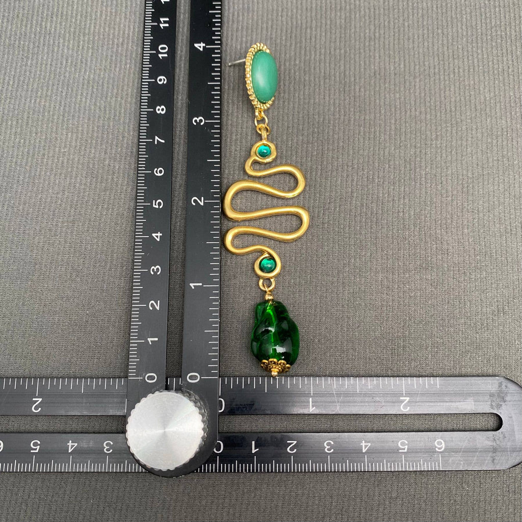 Vintage Green Snake Earrings