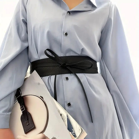 Wide Patent Buckle Belt: Black