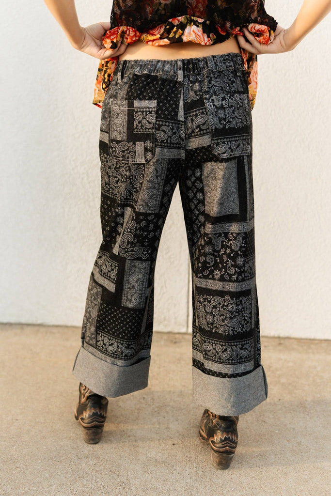 Western Paisley Cuffed Jeans