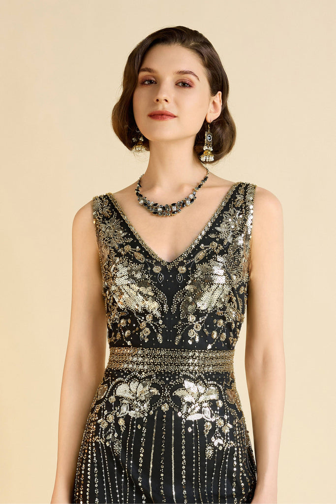 Opulent Floral Beaded Fringe Dress