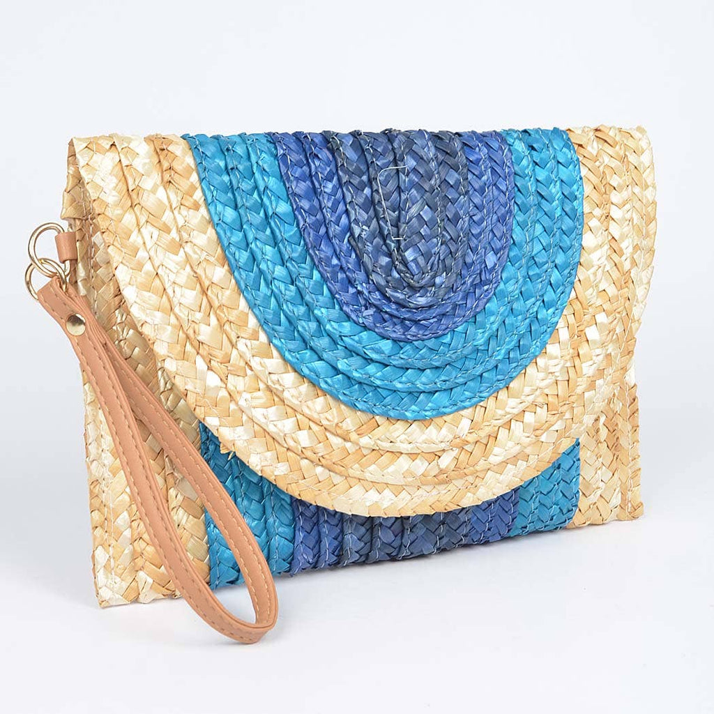 Straw Rainbow Envelope Purse: Yellow