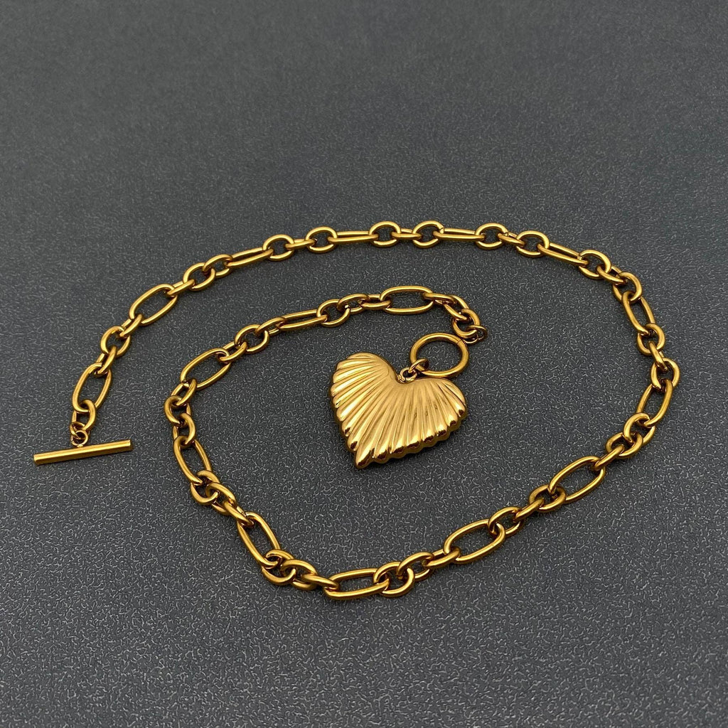Golden Heart Charm Buckle Chain Necklace