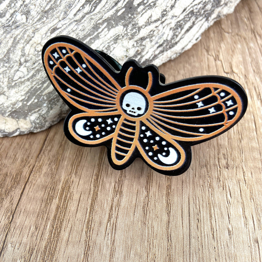 Moon Skull Moth Hair Clip