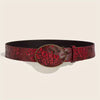 Embossed Vegan Leather Belt: Maroon