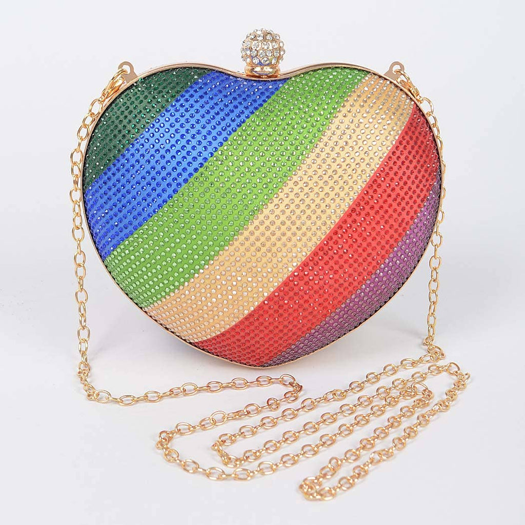 Rhinestone Rainbow Heart Bag