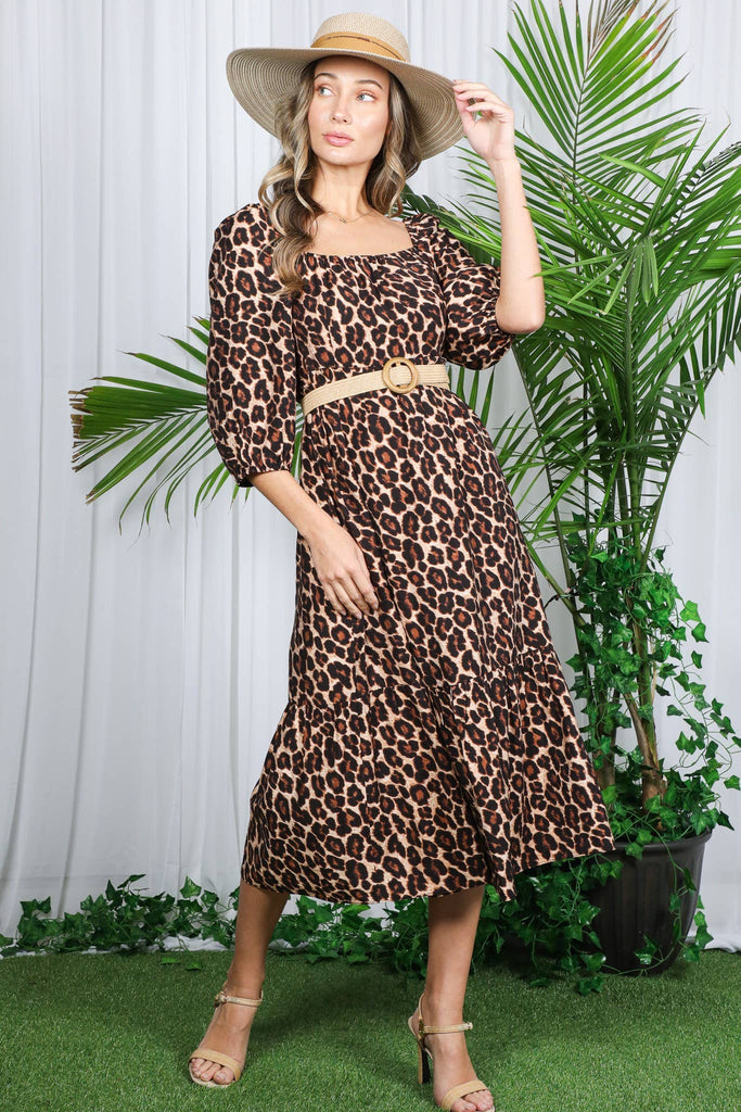 Leopard Tiered Midi Dress