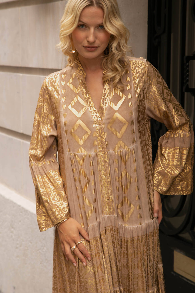 Gilded Goddess Flowy Dress