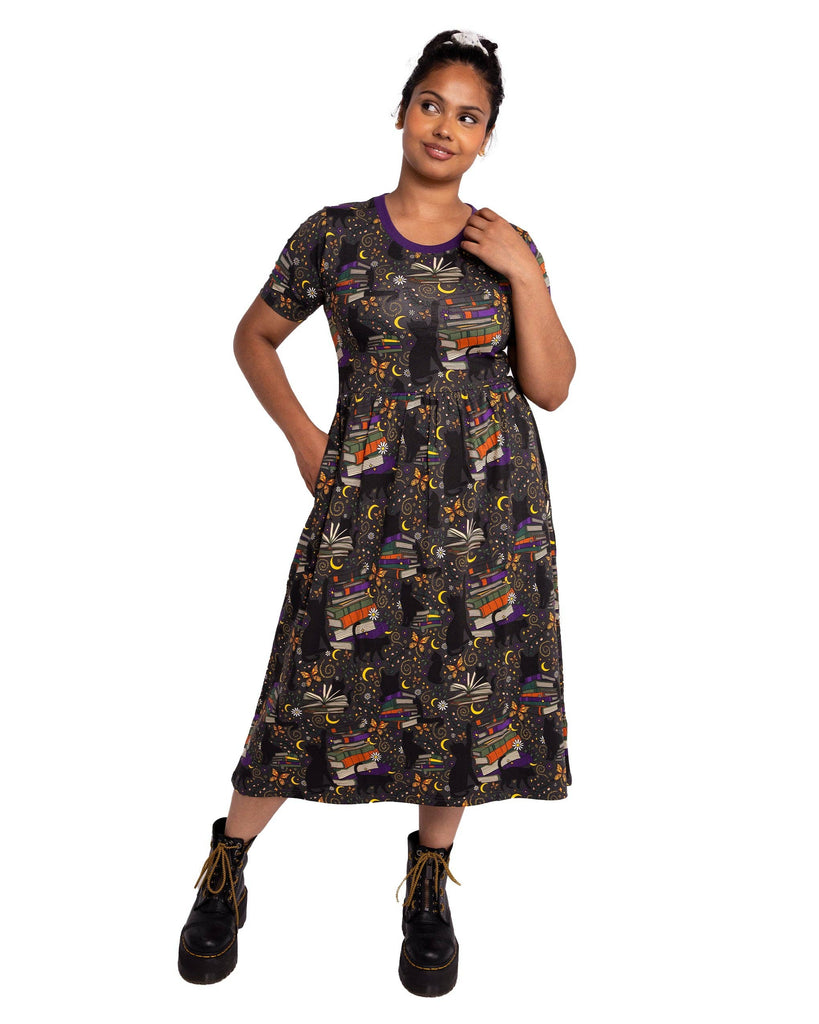 Books and Cats Midi Dress
