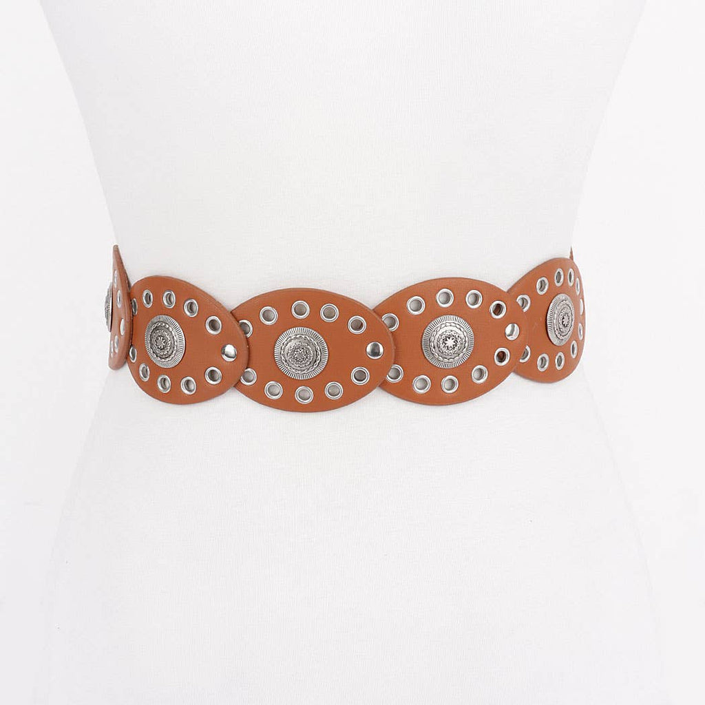 Silverwood Oval Western Belt: White